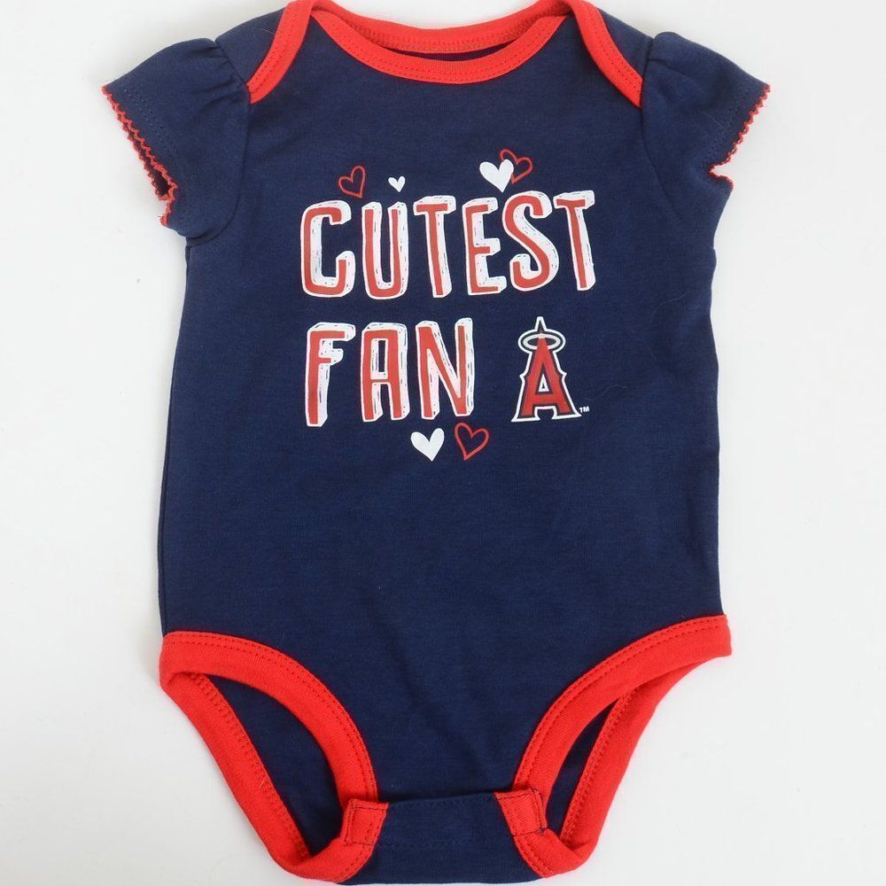 Angels Baseball Cutest Fan! MLB Girls Newborn & Infants Bodysuit Romper BLUE